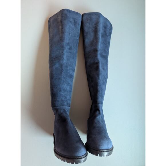NIB Stuart Weitzman 5050 City Over-the-Knee Boots Size 5 Nice Blue Suede - Picture 4 of 13